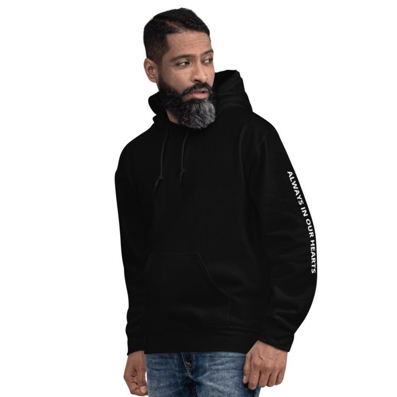 911 Never Forget with Always In Our Hearts on Left Sleeve - Unisex Hoodie - Image 3