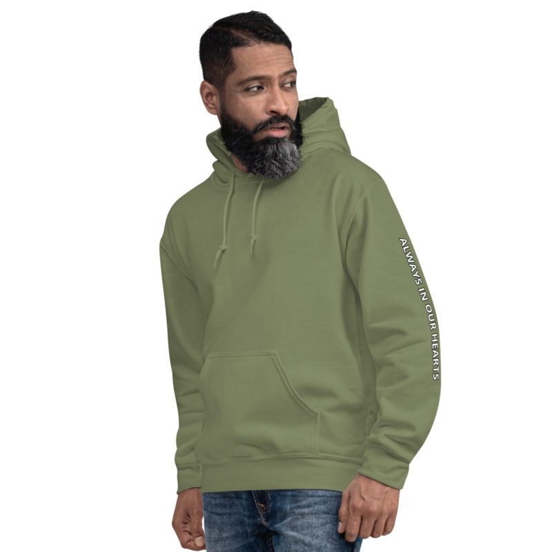 911 Never Forget with Always In Our Hearts on Left Sleeve - Unisex Hoodie - Image 47